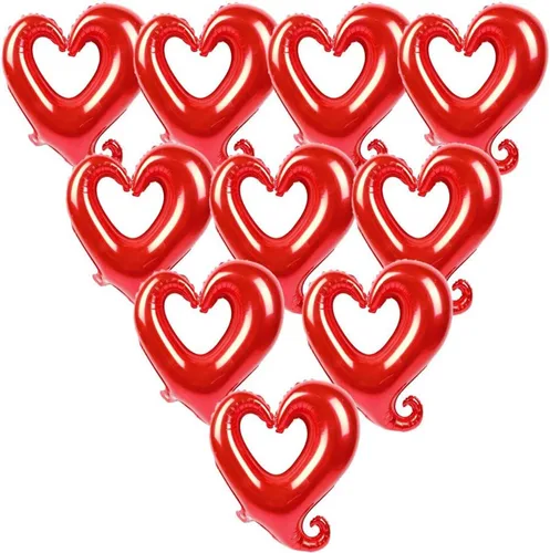 Vista 6 de Soochat Globos de corazón rojo, globo de helio de Mylar en forma de corazón para decoración de San Valentín, boda, fiesta, 10