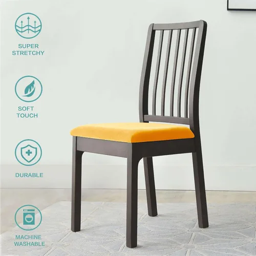 Vista 2 de Velvet Dining Chair Seat Covers, Stretch 2 Pack Seat Covers For Dining Room Chairs With Elastic Bottom Chair Seat Cover Seat Covers For Dining