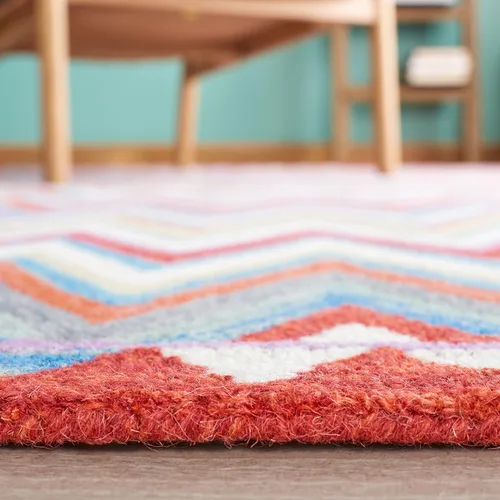 Vista 6 de SAFAVIEH Aspen Collection - Alfombra de pasillo de 2 pies 3 pulgadas x 9 pies, color rojo y marfil, lana cheurón bohemia hecha a mano, ideal