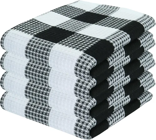 Vista 26 de PurpleEssences Trapos de cocina a cuadros con tejido de gofre, 100% algodón, 12 x 12 pulgadas, suaves, absorbentes, de secado rápido, trapos