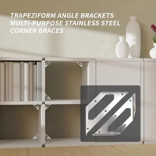 Vista 6 de Soportes angulares trapeziformes multiusos de acero inoxidable soportes de esquina de gran tamaño - 4 piezas