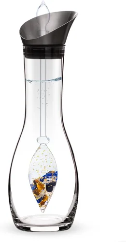 Vista 24 de VitaJuwel Era Five Elements Jarra de agua de cristal con amatista · Calcedonia · Madera petrificada · Cuarzo rosa y ágata Alineación · Puesta a