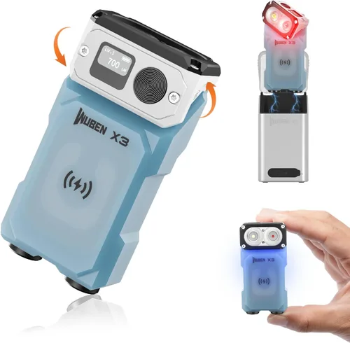 Vista 11 de WUBEN X3 Mini Linterna con Caja de Carga Recargable 180 Grados Llavero EDC Linterna Giratoria Ip65 Impermeable Imán Linternas de Bolsillo 10 Modos