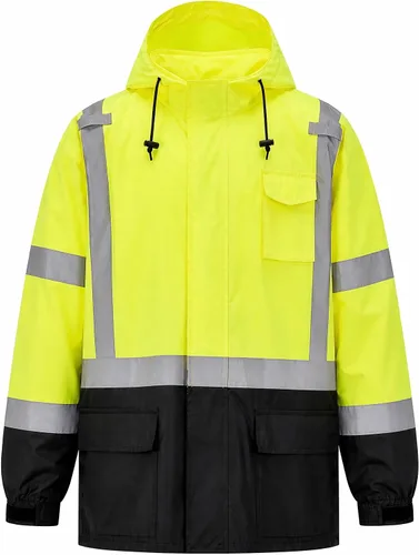 Vista 8 de SRsafety Equipo de lluvia de alta visibilidad, equipo de lluvia de trabajo de alta visibilidad clase 3 para hombres, trajes de lluvia de construcción