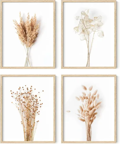 Vista 44 de HAUS AND HUES Arte de pared floral gris, juego de 4 pósteres de plantas para pared vintage, impresiones botánicas, cuadros de flores en blanco