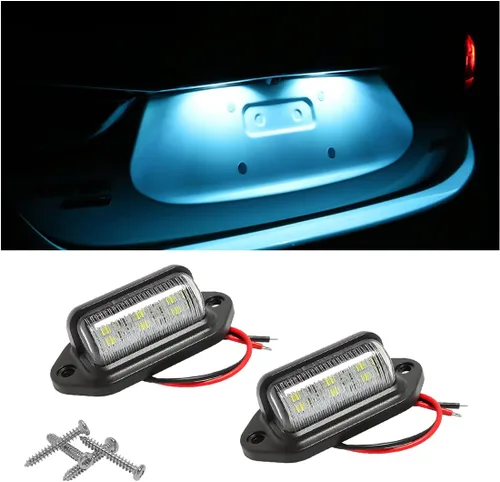 Vista 9 de 2 piezas de luz LED para matrícula, lámpara de matrícula impermeable de 12V/24V con 6-SMD, luz trasera para la mayoría de los coches, camiones