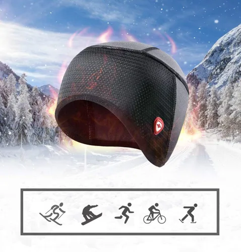 Vista 5 de Santic Gorra de cráneo para ciclismo, forro polar térmico, resistente al viento, se adapta debajo de los cascos