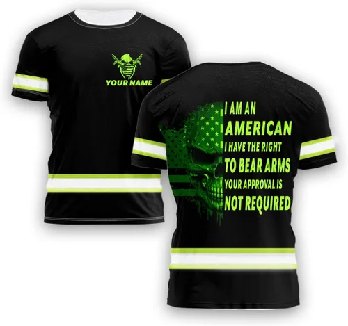 Vista 17 de Maddly Polo de alta visibilidad con diseño de calavera y bandera de Estados Unidos, ropa de trabajo patriótica con nombre personalizado
