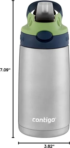 Vista 7 de Contigo Botella de agua de acero inoxidable para niños con popote AUTOSPOUT rediseñado, 13 onzas, arándano y manzana verde, fácil de limpiar, sin BPA