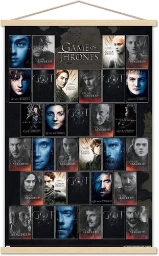 Vista 16 de Juego de tronos - Póster de pared con cuadrícula, 22.4 pulgadas de largo x 14.7 pulgadas, versión enmarcada de madera de granero