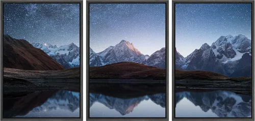 Vista 54 de wall26 Lienzo enmarcado para pared, juego de arte de noche estrellada sobre montañas, cielo nocturno tranquilo, naturaleza, desierto, fotografía