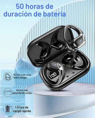 Vista 5 de Auriculares inalámbricos Bluetooth IP7 con estéreo HIFI para deporte Auriculares inalámbricos Eerphones Bluetooth 5.4 inalámbricos con ganchos