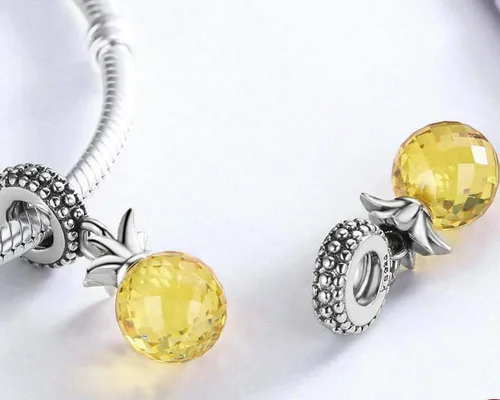 Vista 2 de Piña Encanto Plata De Ley 925Suerte Encanto Navidad Encanto Fruit Encanto para pandora pulsera