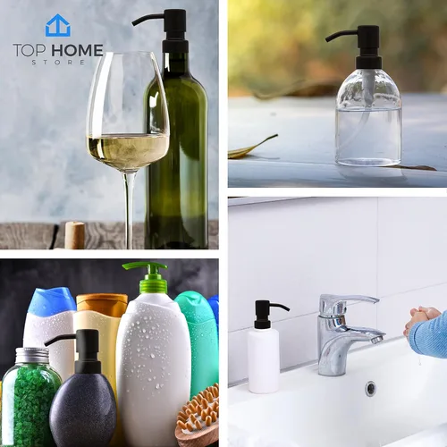 Vista 5 de Bombas dispensadoras de jabón y loción de acero inoxidable, reemplazo para tus botellas (negro mate, paquete de 2)