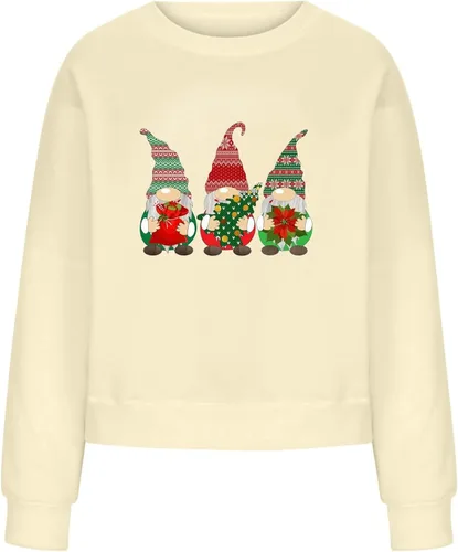 Vista 3 de UODSVP Disfraz de mujer para mujer, Navidad, otoño e invierno, casual, cuello redondo, estampado de manga larga