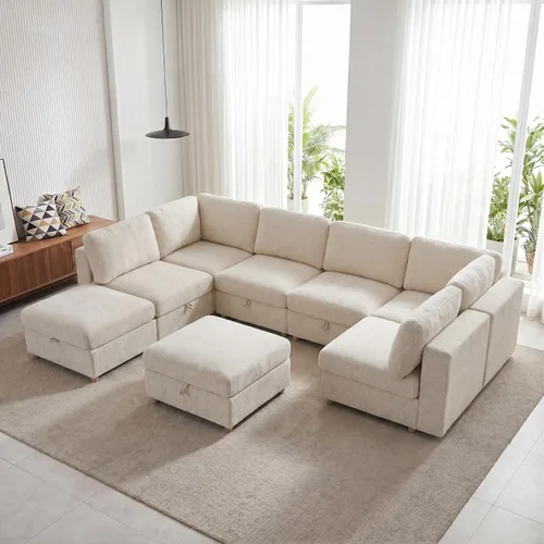 Vista 12 de ERYE Sofá modular de 68 pulgadas con asiento profundo, sofá modular de almacenamiento con respaldo y reposabrazos de combinación gratuita, sofá