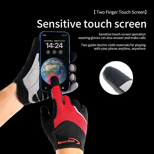 Vista 4 de KynciLOR Guantes de ciclismo para mujer y hombre, guantes de ciclismo con dedos para pantalla táctil y almohadillas de palma con silicona