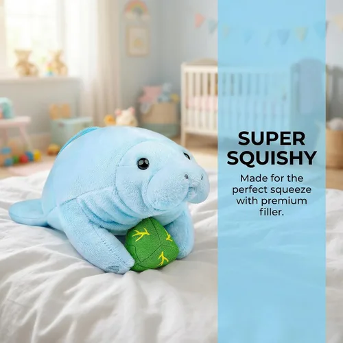 Vista 2 de Manatee - Peluche de Manatí azul de 7 pulgadas, animal de peluche realista suave y realista, colección de regalo de animal de manatí marino