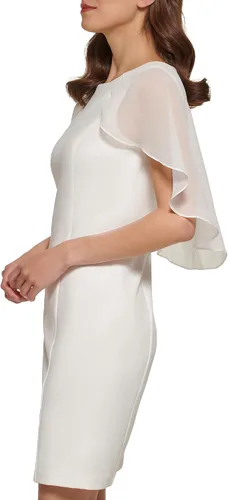 Vista 2 de DKNY womens Short Sleeve Combo Cape Dress
