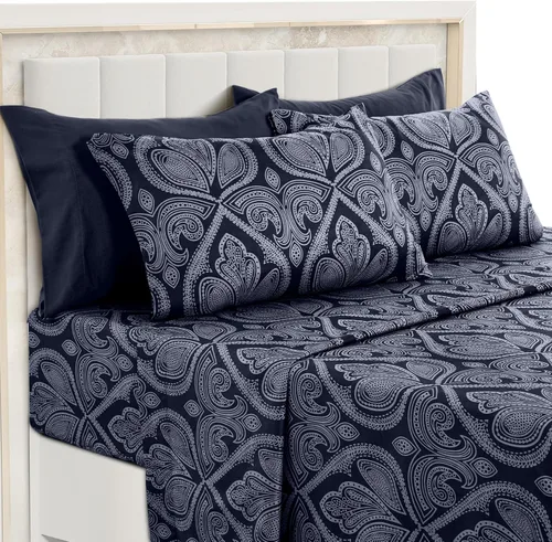 Vista 13 de Black Paisley Sheet Set, Twin - Ultra Soft Deep Pocket Paisley Black