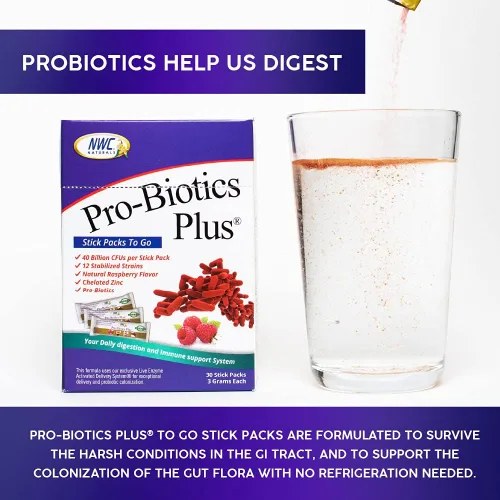 Vista 5 de Pro-Biotics Plus Stick Pack, On The Go Pro-Biotic Powder Packs para hombres, mujeres y niños, apoyo al sistema inmunológico, suplemento natural