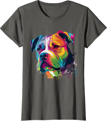 Vista 38 de Colorful American Bulldog American Bully Men Women T-Shirt Asphalt Grey