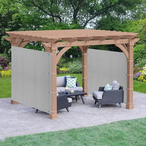 Vista 7 de Panel de privacidad marrón de 3 x 6 pies, pantalla de tela de refugio de 95% de bloqueo UV para pérgola, cenador, ventana, patio, resistente