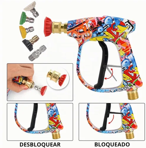 Vista 5 de Pistola de lavadora de alta presión Bear Force 3000 PSI máximo, pistola de lavadora corta M22-14mm con conector rápido de 1/4 pulgada, compatible