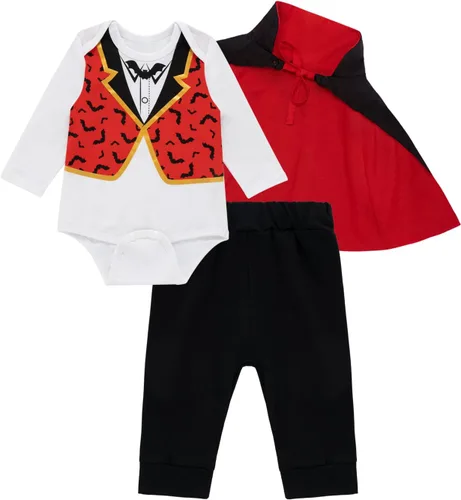 Vista 7 de bakjuno Traje de jazz de vampiro + capa para el primer Halloween para bebé recién nacido Negro