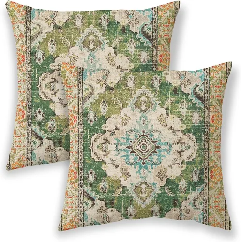 Vista 34 de BETGINY Fundas de almohada boho de 16x16 pulgadas, diseño étnico marrón beige, fundas de almohada decorativas para exteriores para sofá