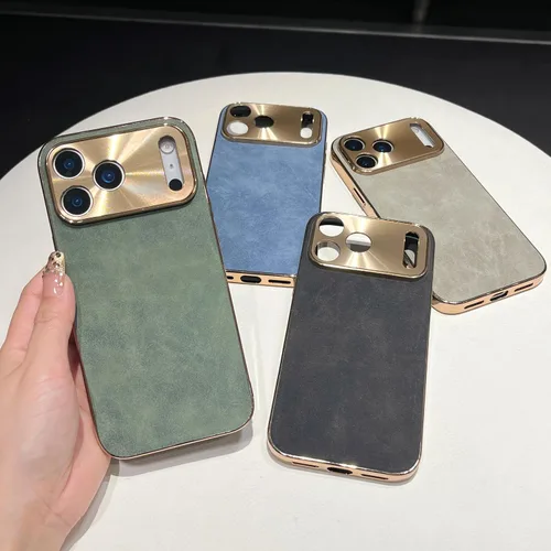 Vista 2 de Caseative Funda para iPhone 18 Pro Max, color negro Galjanoplastia Protección de lente de cámara Soft Touch Suede Leather