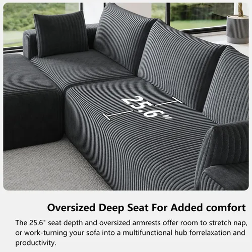 Vista 16 de Sofá modular en forma de nube de 108 pulgadas para sala de estar, sofá sin hueso en forma de L con diván de asiento profundo, no requiere montaje