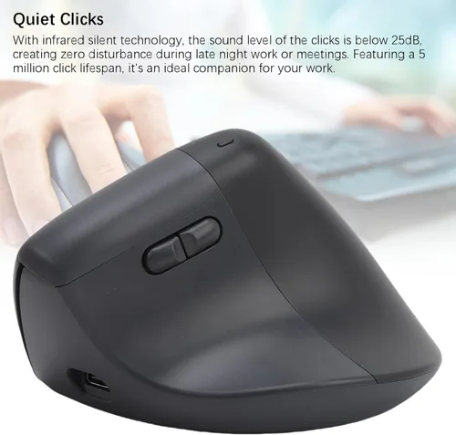 Vista 6 de XUMIUZIY Wireless Vertical Ergonomic Mouse, 2.4G / Bluetooth Vertical Optical Mouse with 6 Buttons, 800/1200/1600 Adjustable DPI, Quiet Clicks, for