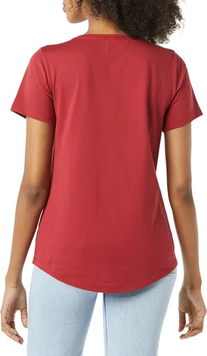 Vista 4 de Amazon Essentials - Camiseta de manga corta con cuello en V para mujer, ajuste clásico, 100 % algodón, paquete de 2