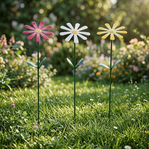 Vista 10 de Topadorn Juego de 3 estacas de jardín florales para exteriores, impermeables, de metal, para césped, patio, camino y maceta, juego de 3, abeja