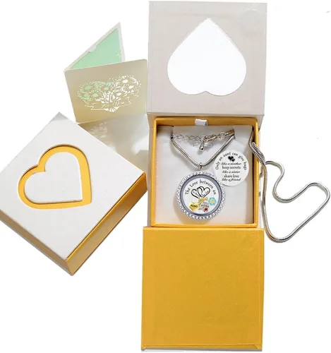 Vista 7 de El mejor regalo para sobrina tía, colgante de medallón de memoria flotante con dije y piedra natal para mujeres, niñas y adolescentes