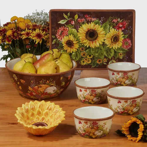 Vista 5 de Certified International Harvest Blessings - Plato llano de 10.75 pulgadas, multicolor, grande, juego de 4