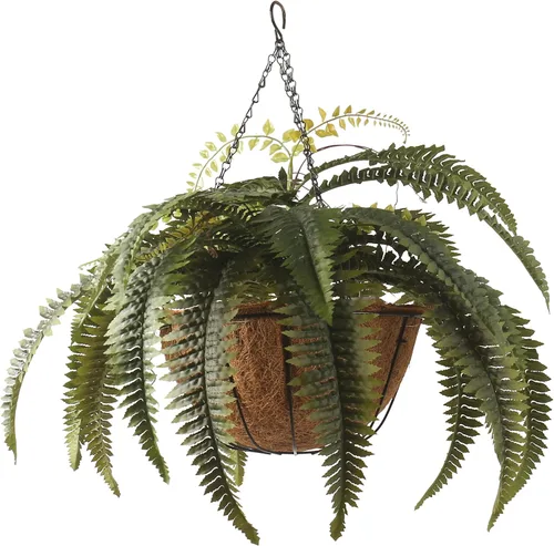Vista 9 de Helecho Boston artificial de 15.5 pulgadas, plantas en maceta de tamaño mini, planta artificial con 29 hojas, perfecta para decoración de interiores