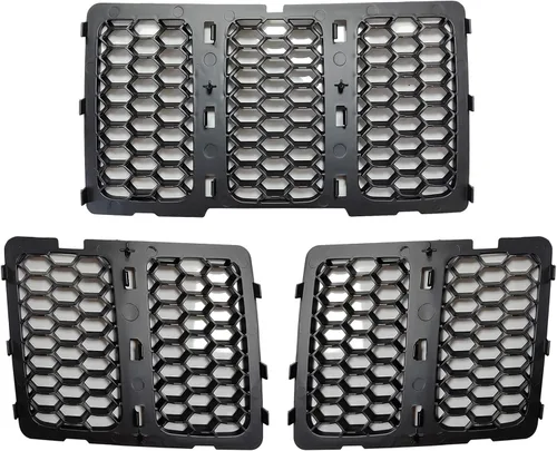 Vista 4 de Rejilla delantera de malla tipo panal Compatible con Jeep Grand Cherokee 2014 2015 2016