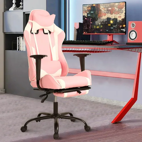 Vista 10 de Silla de juegos para adultos con reposapiés – Racing PC Silla Gamer Barato reclinable juego ergonómico escritorio con reposacabezas soporte lumbar