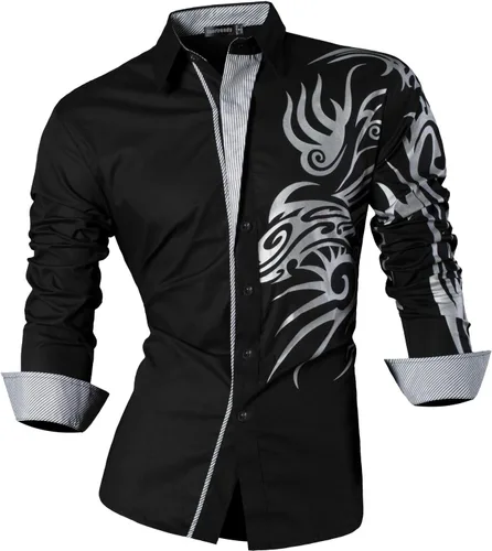 Vista 14 de JZS041, camisa de vestir de manga larga para hombre