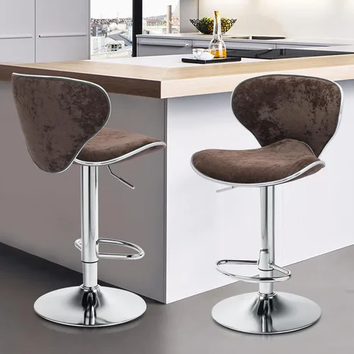 Vista 2 de Magshion Juego de 2 modernos taburetes de bar tapizados de terciopelo, taburetes de bar giratorios de altura ajustable para mostrador de cocina