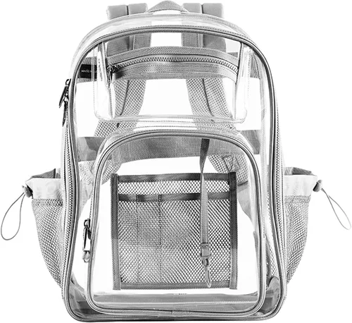 Vista 8 de Mochila transparente transparente transparente aprobada para el estadio escolar, mochila transparente de TPU resistente para seguridad