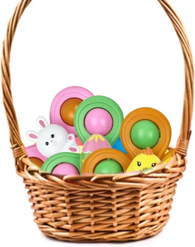 Vista 4 de Jofan Paquete de 3 juguetes giratorios con ventosa de Pascua para bebés y niños pequeños, rellenos de cesta de Pascua, regalos, regalos de fiesta