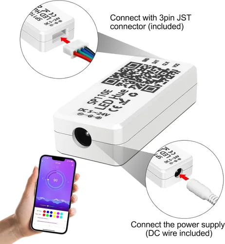 Vista 4 de Controlador LED Bluetooth VIPMOON 5-24V SP110E, paquete de 2