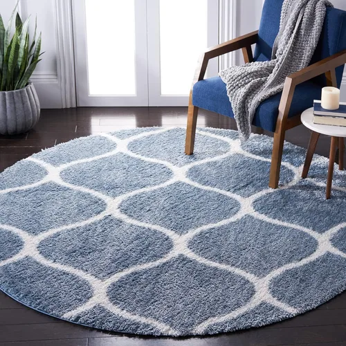 Vista 24 de SAFAVIEH Tahoe Shag Collection - Alfombra para pasillo, 2 x 9 pies, color beige y blanco, diseño de enrejado, no desprende pelusa y de fácil
