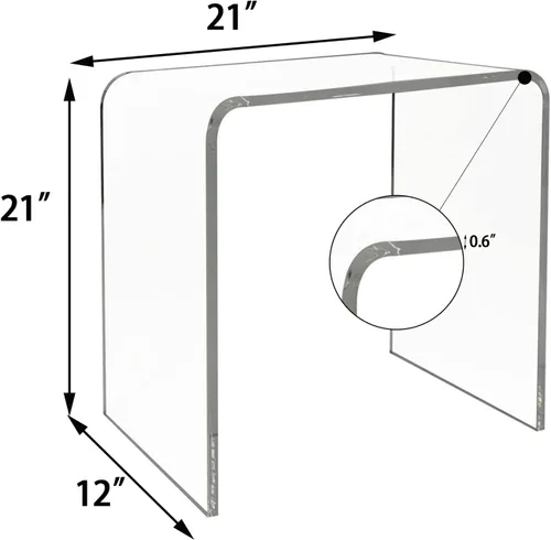 Vista 3 de Mesa auxiliar acrílica, mesa auxiliar de acrílico, mesa de centro transparente/mesita de noche para sala de estar, balcón, dormitorio, espacio