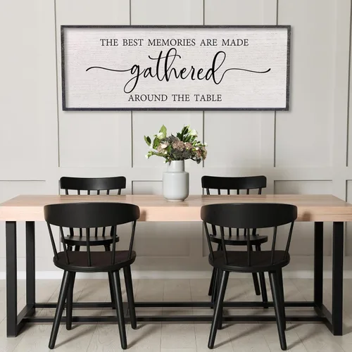 Vista 19 de LuZhiQiang Arte de pared para comedor 81,3×30,5 cm "Bless The Food Before Us" Letrero cristiano para cocina, cita familiar agradecida, cuadro grande
