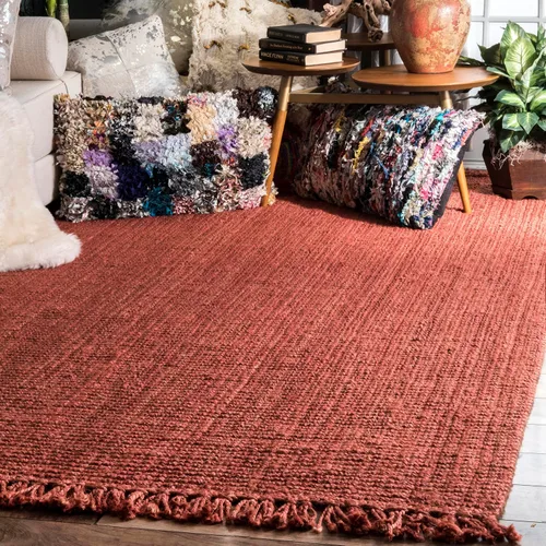 Vista 13 de nuLOOM - Alfombra gruesa de yute Daniela Farmhouse, 8 x 11, natural