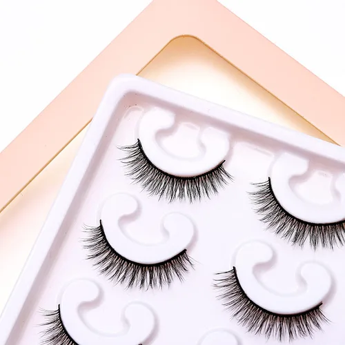 Vista 6 de Pestañas cortas de aspecto natural 6D, pestañas de visón finas, 10 pares, 100% hechas a mano, pestañas postizas reutilizables